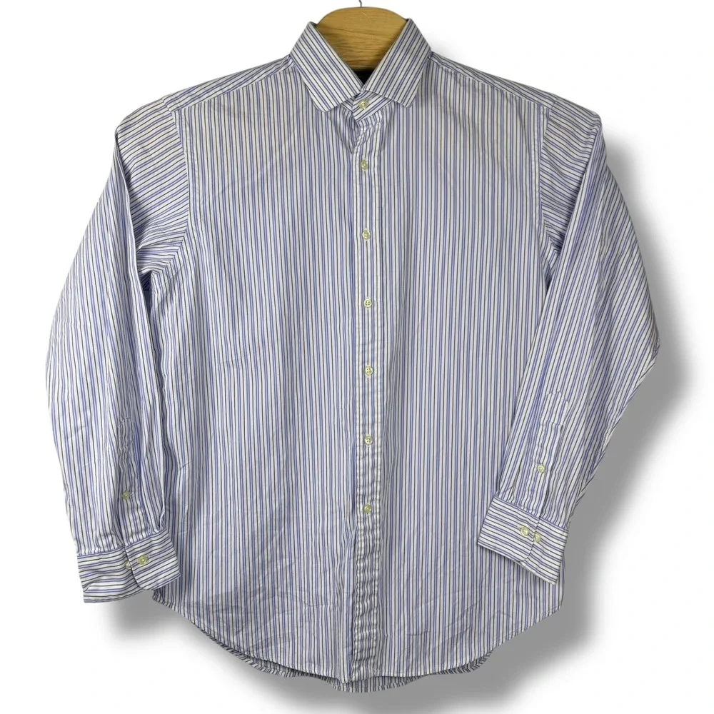 Polo Ralph Lauren‎ Button Down Men 16.5 Blue White Striped Regent Classic Fit